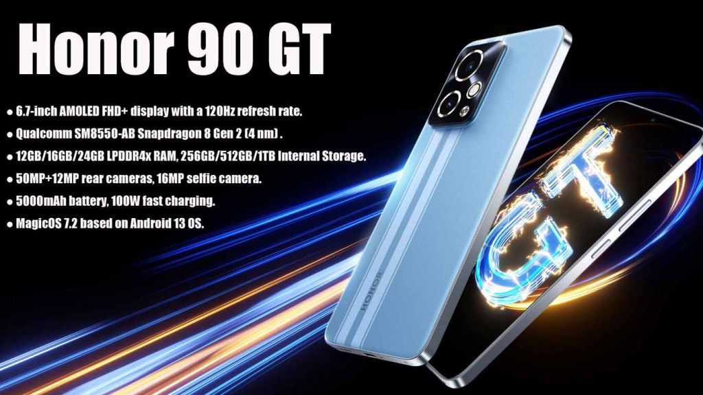 Honor 90 GT Black, Blue, Gold