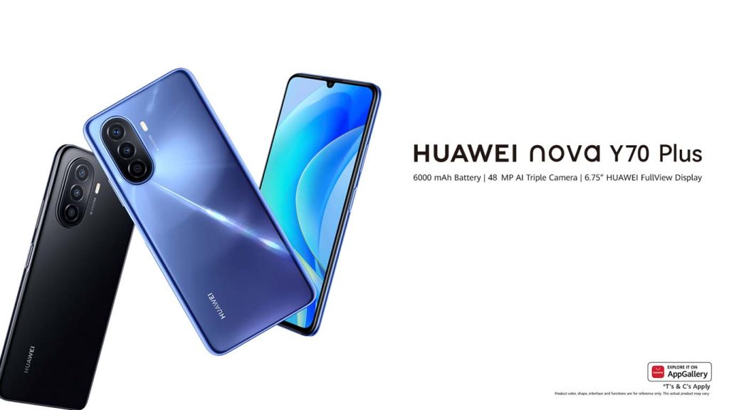 Huawei Nova Y70 Plus Crystal Blue, Midnight Black