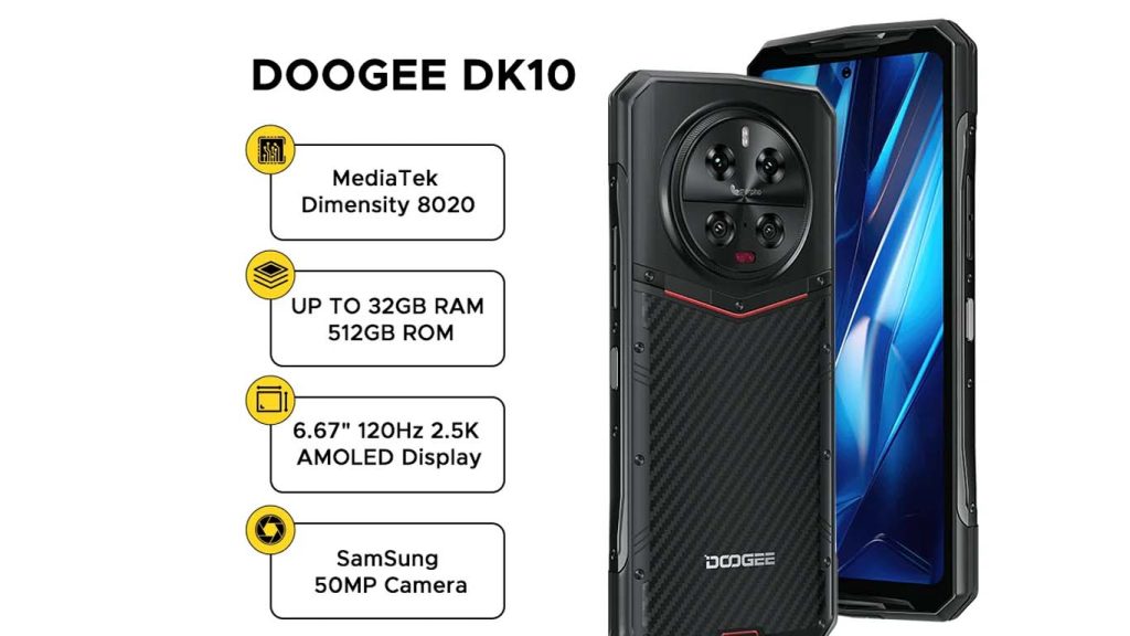 Doogee DK10 Emerald Green, Kevlar Black