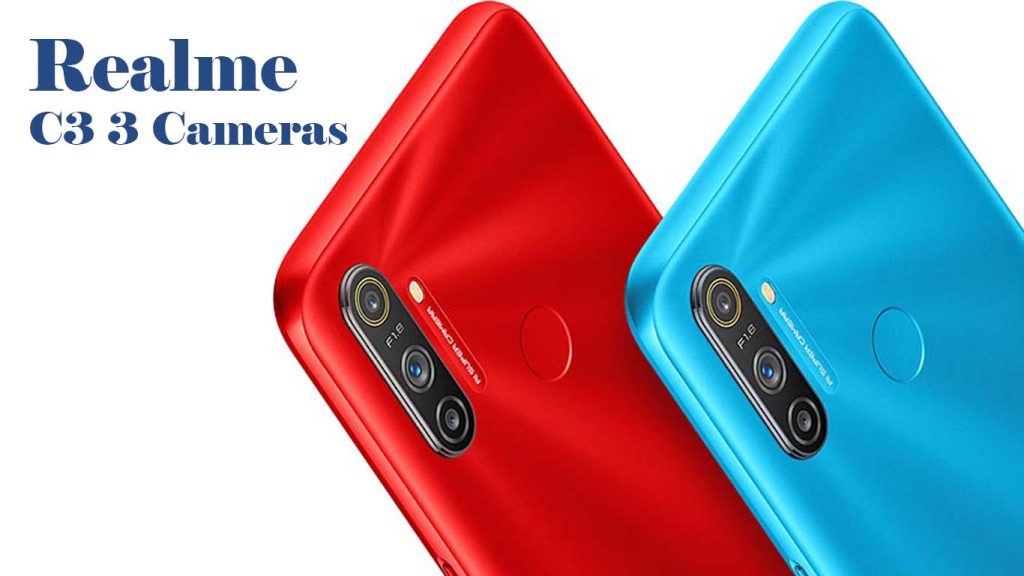 Realme C3 3 Cameras Frozen Blue, Blazing Red