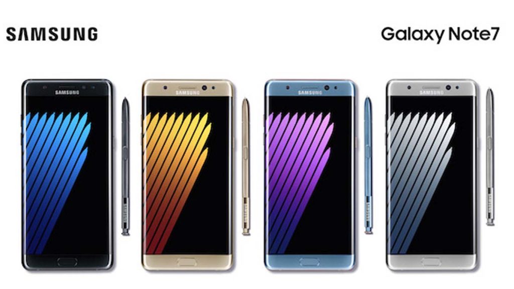 Samsung Galaxy Note7 Blue Coral, Gold Platinum, Silver Titanium, Black Onyx