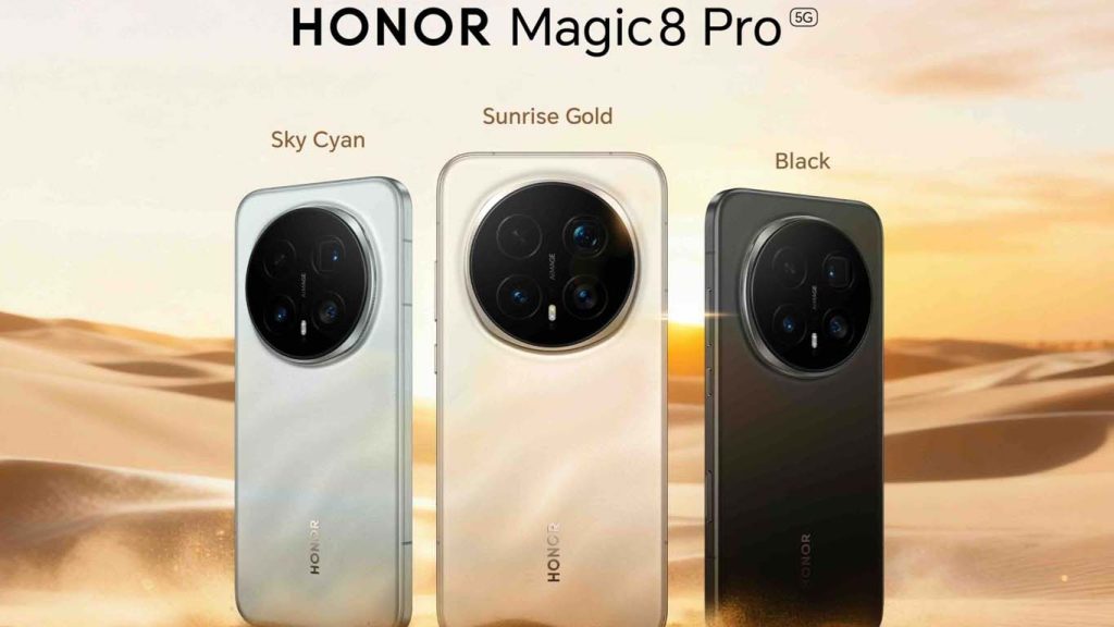 Honor Magic8 Pro Sunrise Gold, Sky Cyan, Black, White