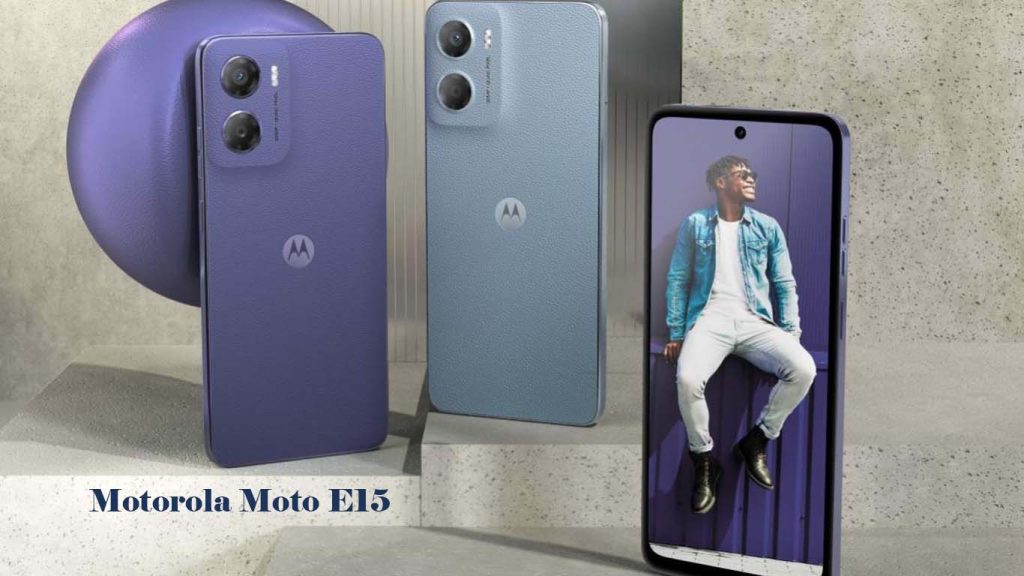 Motorola Moto E15 Fresh Lavender, Misty Blue, Denim Blue