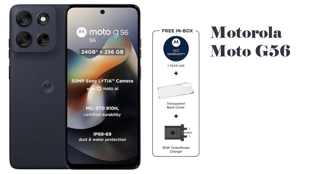 Motorola Moto G56 Pantone Black Oyster, Gray Mist, Dazzling Blue, Dill