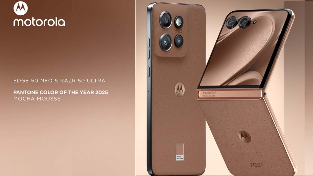 Motorola Razr Plus 2025 Mocha Mousse, Midnight Blue, Hot Pink