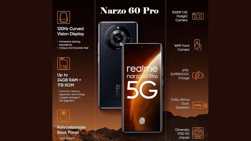 Realme Narzo 60 Pro Mars Orange, Cosmic Black