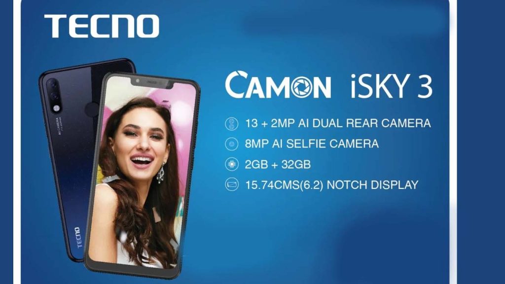 Tecno Camon iSky 3 Black, Aqua Blue, Midnight Black, Champagne Gold