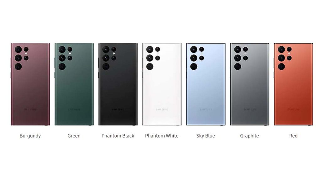 Samsung Galaxy S22 Ultra 5G Phantom Black, White, Burgundy, Green, Graphite, Red, Sky Blue